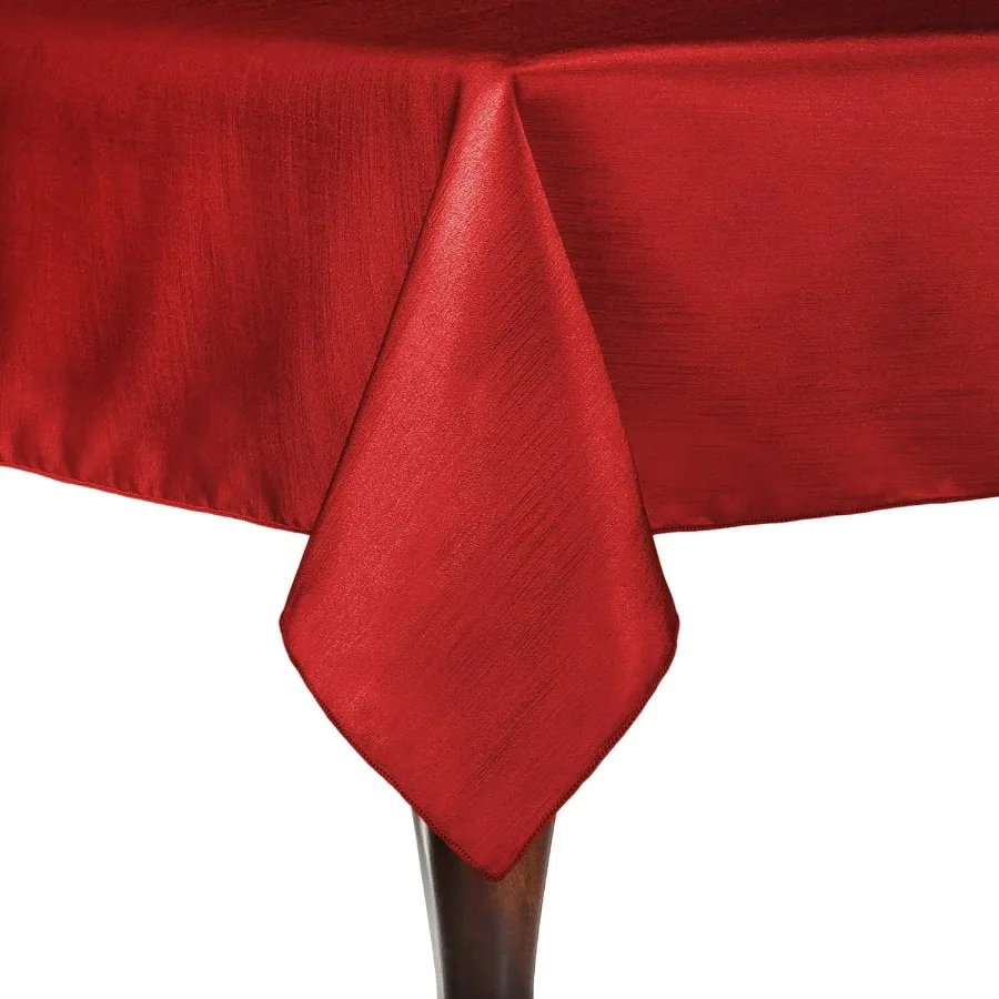 

5 Pack- Reversible Shantung Satin - Majestic 45 x 45-Inch Square Tablecloth, Cherry Red