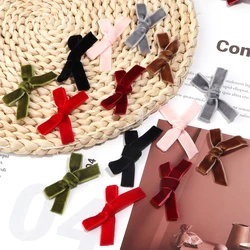 10Pcs/Pack Colored Ribbon Bows Small Size Single Layer Flocking Ribbon Bow Flower Craft Decoration Handwork DIY Party Decoration