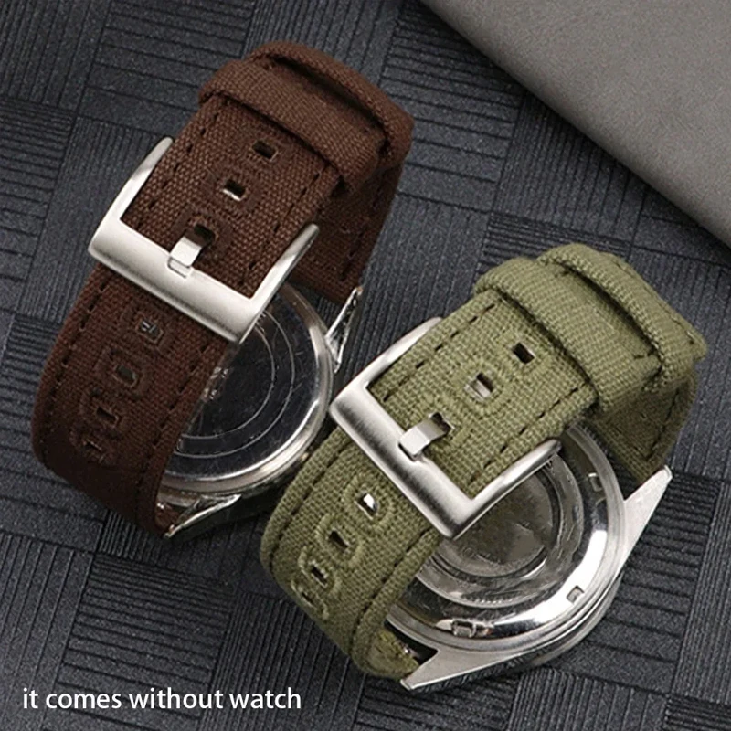 Quick Release Woven Canvas Watchband for Seiko SmartWatch Universal Men Women Wrist Strap 20mm 18mm 22mm Belt Watch Accessories