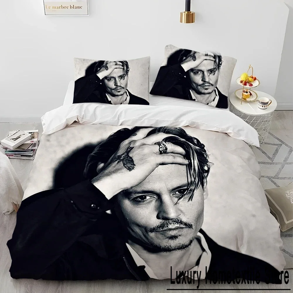 3D Printing Johnny Depp Series Comforter Bedding Set,Duvet Cover Bed Set Quilt Cover Pillowcase,king Queen Size Bedding Set Kids