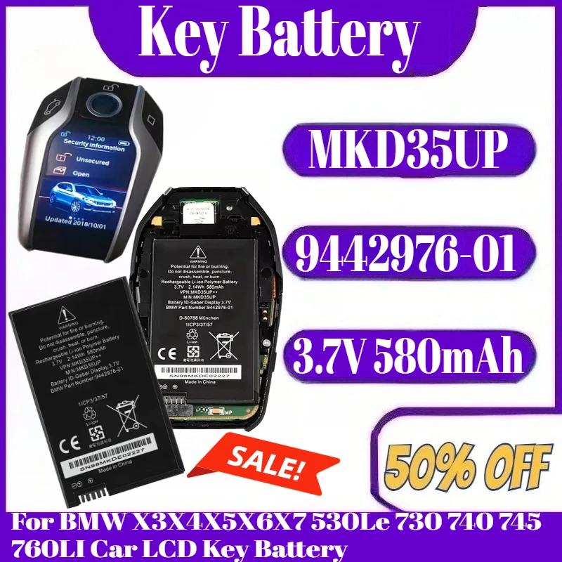 

MKD35UP 9442976-01 Replacement Car Remote Control LCD Key Battery For BMW X3X4X5X6X7 530Le 730 740 745 760LI Car LCD Key Battery
