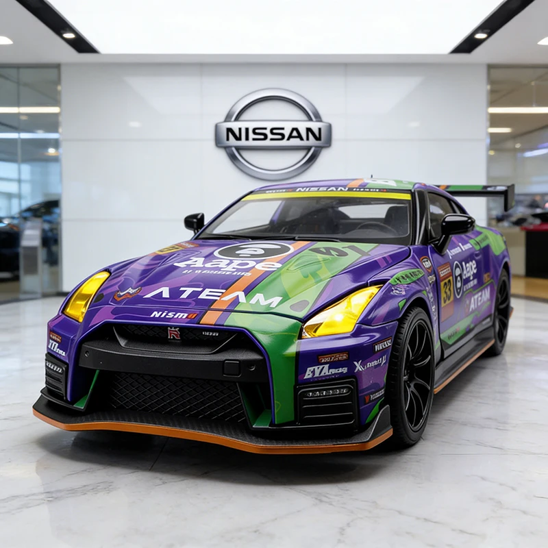 

Масштабная модель автомобиля Nissan GTR R35 NISMO Racing 1:32, литая под давлением, со звуком и светом, детская игрушка, коллекционная модель, подарок на день рождения