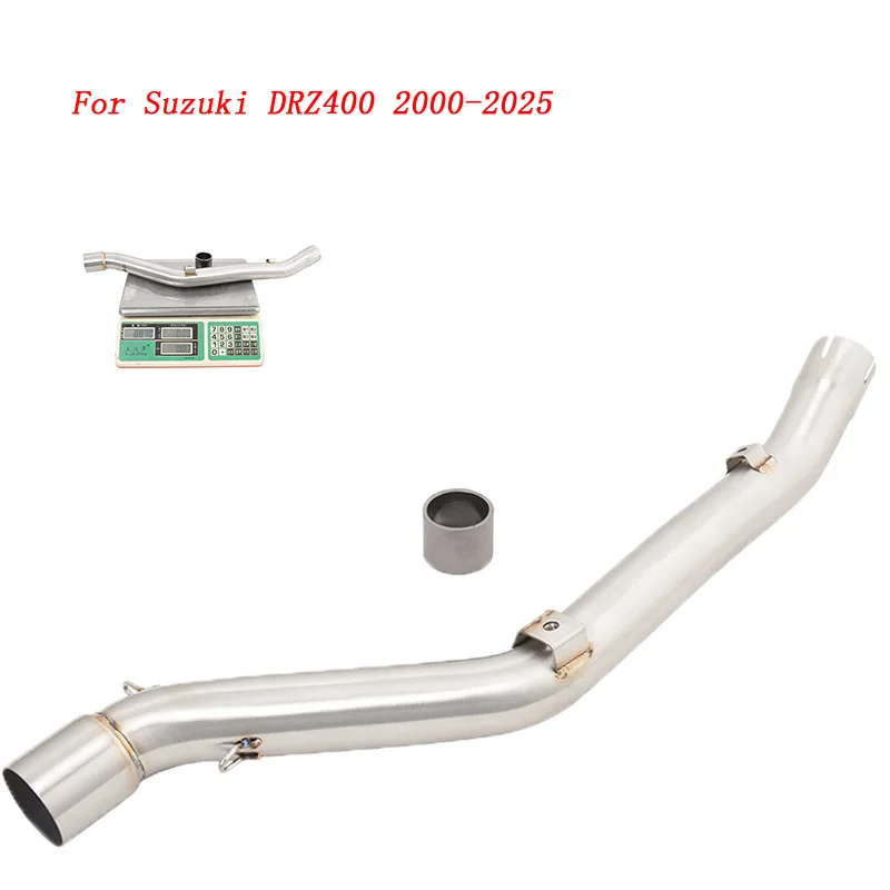 For Suzuki DRZ400 2000-2025 Slip On 51mm Motorcycle Exhaust Escape Muffler Middle Link Pipe Connecting Stainless Steel