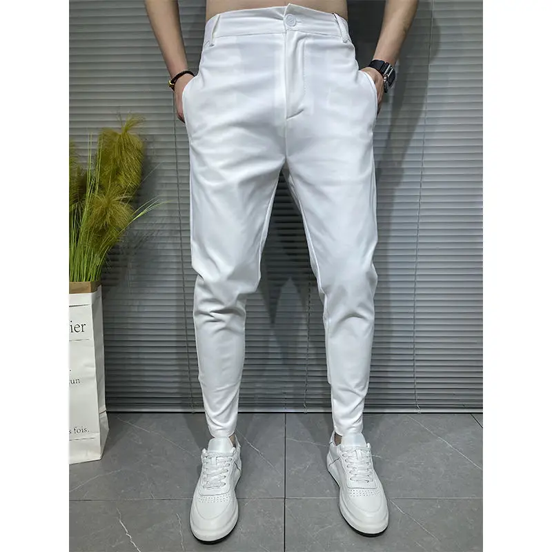 

High Waist Men's Suit Pants High Quality Spring Straight Business Autumn Dress Formal Pants Big Size Classic Trousers Z148