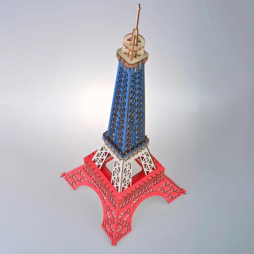 Rompecabezas de madera 3D de la Torre Eiffel, juego educativo de construcción de formas coloridas, montaje artesanal, regalo de aprendizaje para niños, habitación decorativa