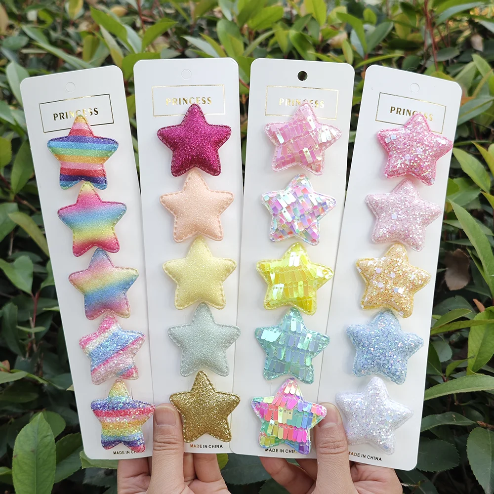 10pcs Cute Dog Hair Clips Pet Hairpin 9 Styles Star Shape Barrettes For Small Dog Puppy Hair Accessories Yorkshire Grooming Bows