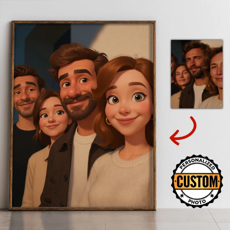 قطعة واحدة من لوحة قماشية كرتونية مخصصة، قم بتخصيص صورتك، موضوع الموضة، الرسوم المتحركة، ملصق بدون إطار