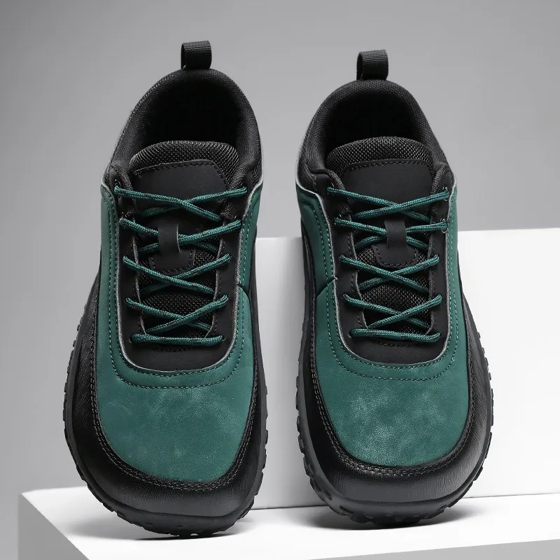 

Мужские кроссовки с широким носком, обувь для ходьбы босиком, унисекс, уличные повседневные туфли на шнуровке, большие размеры, походные ботинки, дышащие кожаные мужские туфли