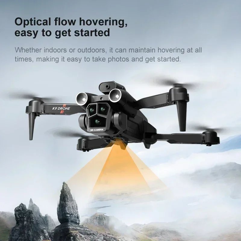 Imagem -05 - Drone 8k Professinal Câmeras Grande Angular Localização de Fluxo Óptico Quatro Vias para Evitar Obstáculos Quadcopter Brinquedo Presentes K9max rc