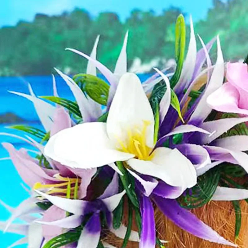 2023 Fashion Flower Headband Artificial Silk Lily Haku Hawaii Floral Headwear Crown Suny Beach Party Hula Dance Wedding Garland