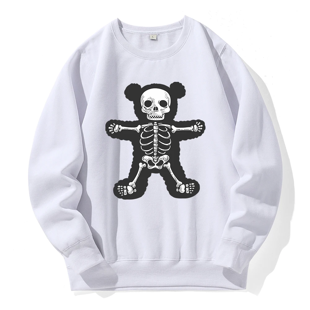 

The Skeleton Of A Full Teddy Bear Print Hoodies Man Oversized Loose Hoodie Fashion All Match Pullovers Basic Fleece Warm Hooded