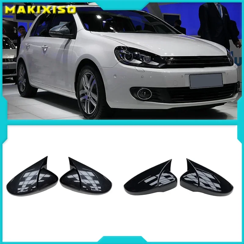 

For Volkswagen GOLF 6 VI MK6 GTI R Line R20 Touran Carbon Fiber Pattern Mirror Case Black Side Wing Rearview Mirror Cover