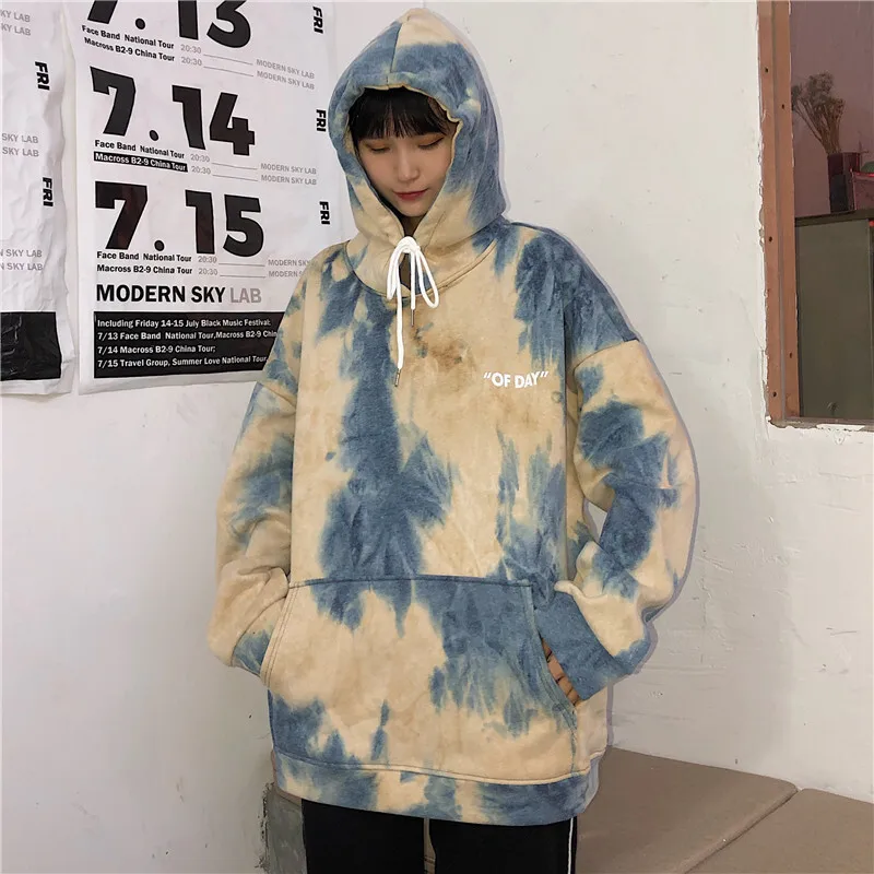 

2024 Women's Unisex Hoodie Long Sleeve Loose Drawstring Pullover Hoodie Hip Hop Tie Dye Jacket Coat Kangaroo Pocket Sweatshirt