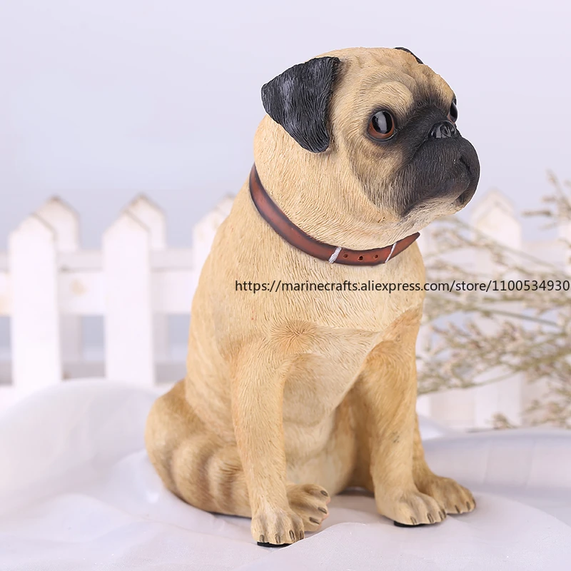 

Pug Simulation Model Resin Crafts Rustic Home Decoration Living Room Accessories Car Decor Desk Accessories