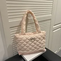 Bolsos de hombro acolchados con lazo de otoño para mujer, bolso de mano de gran capacidad de Color sólido para mujer, bolsos sencillos de estilo universitario para niñas
