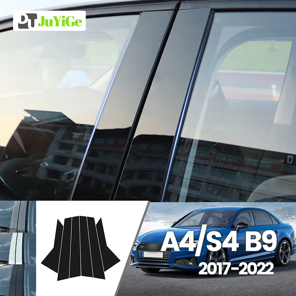 

For Audi A4 B9 S4 2017-2022 2018 2019 Bright Black Carbon Fibre Window Door B C Sticker