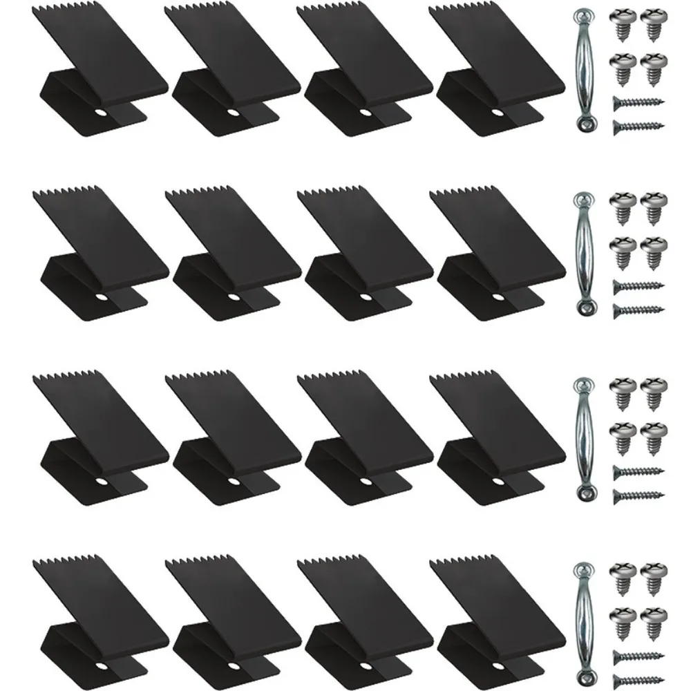 

16Pcs/Set Heavy Duty Hurricane Window Clips Metal Reusable Hurricane Plywood Shutter Clips With Door Handles And Screws Black