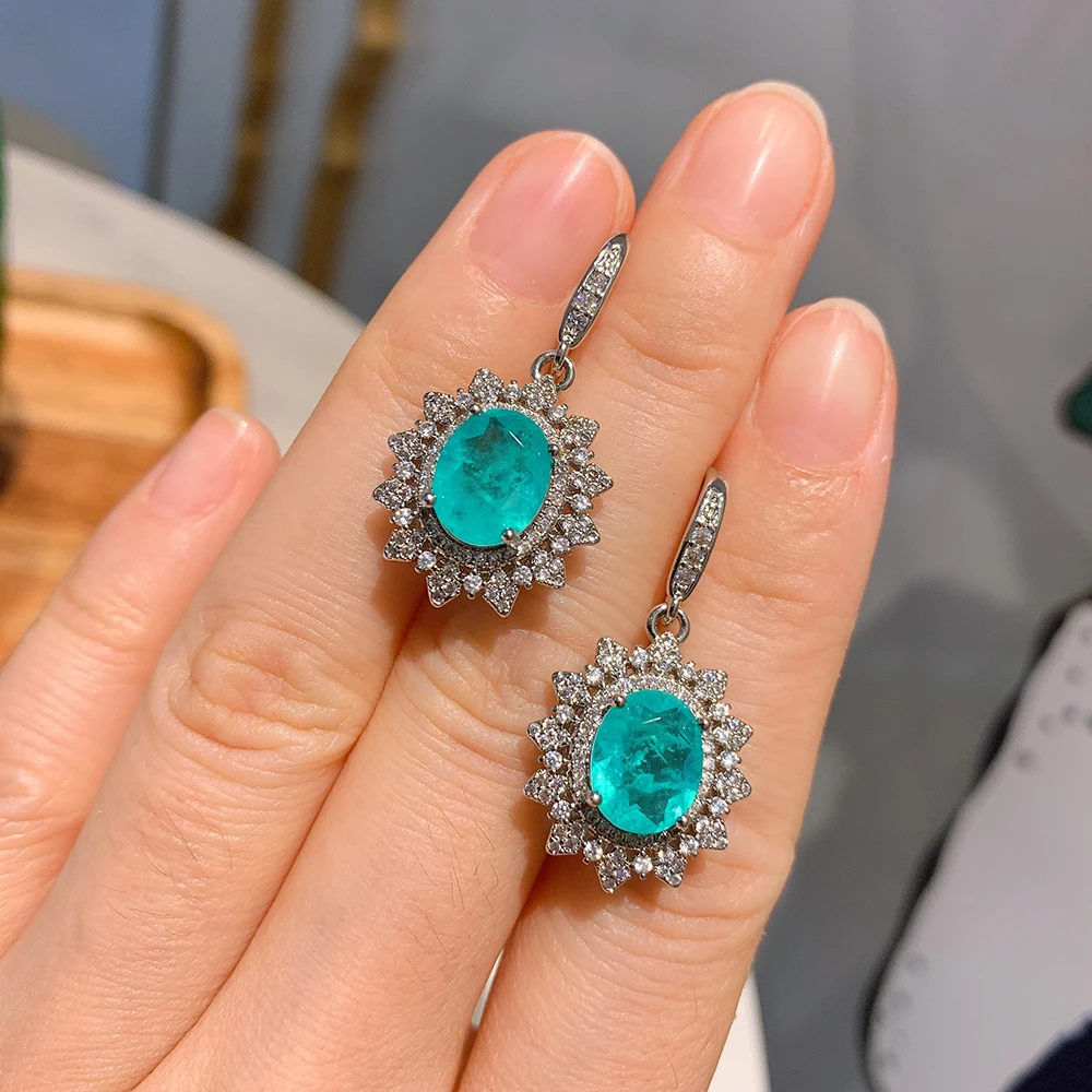 2022 High Quality 925 Silver For Women Blue Rings Earrings Pendant Necklace Wedding Party Fine Jewelry Sets Valentines Day Gift