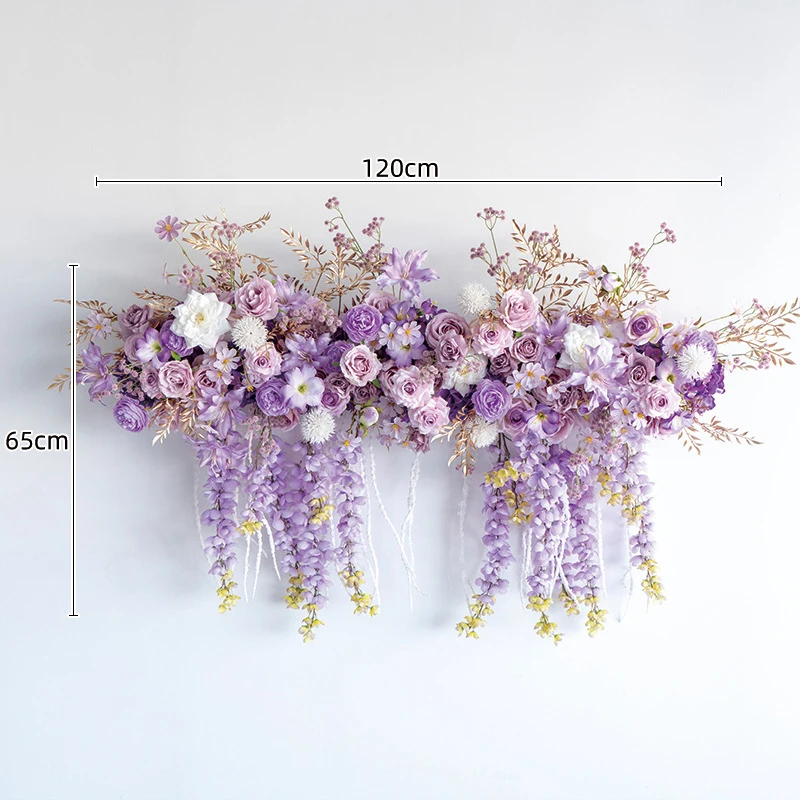 Wall Hanging Flower Row Simulation Hanging Decoration Arbor Outdoor Wedding KT Board Background Garden Layout Fake Flower Arch