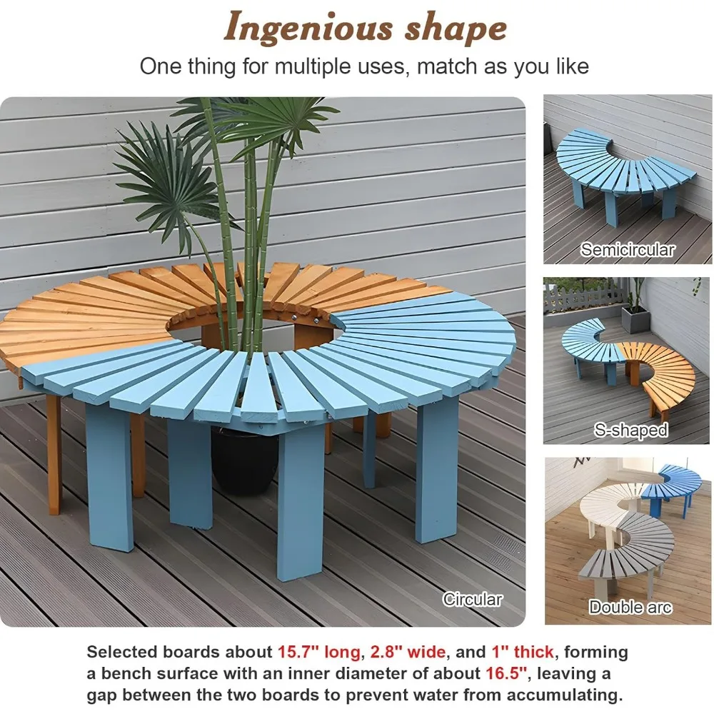 Robuste gebogene Holzbänke für den Außenbereich: Perfekt für Gärten, Rasen, Terrassen und Hinterhöfe