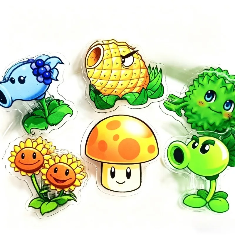 

6PCS Plants Vs. Zombies Cartoon Anime Game Peripheral Acrylic PP Clip Cute Note Clip File Book Clip for Test Papers Documents