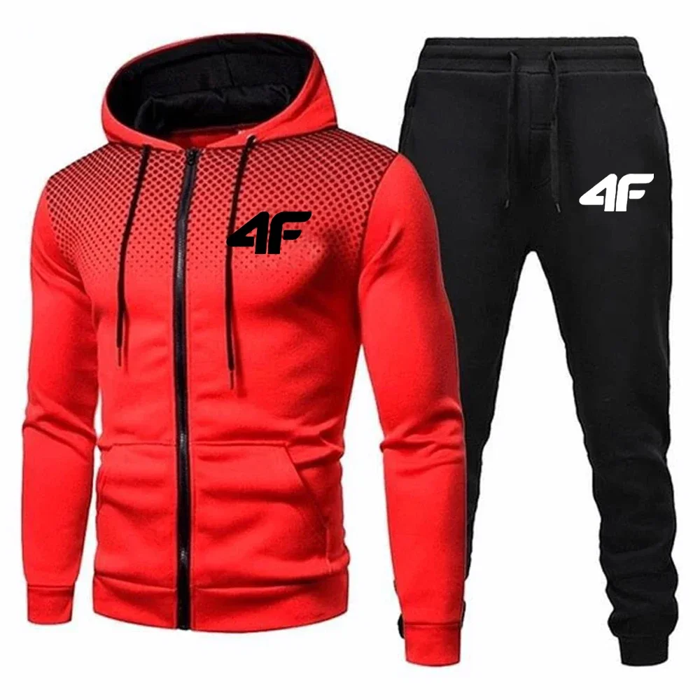 2025 Men's Autumn/Winter jumper, running jumper, two-piece, zip-up blazer and running pants, casual suit with print