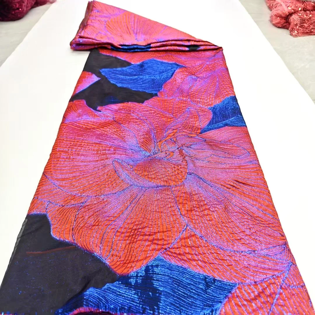 

French African Brocade Lace Fabrics 2025 High Quality Nigerian Jacquard Damask Lace for Sewing Women Party Dresses NHD6360