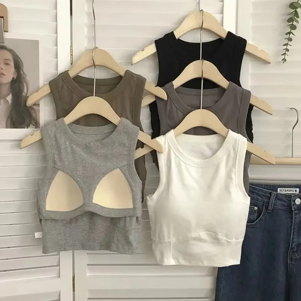 Fashion Breathable Bra Vest Black White with Pad Bra Crop Top Bra U-shaped Top Sleeveless Top Summer