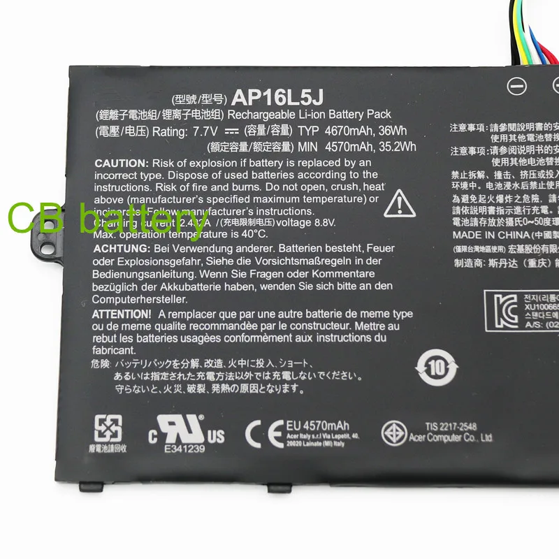 7.7V 4670mAh New AP16L5J Laptop Battery For 5 SF514-52T Spin 1 SP111-32N 2ICP4/91/91 36Wh