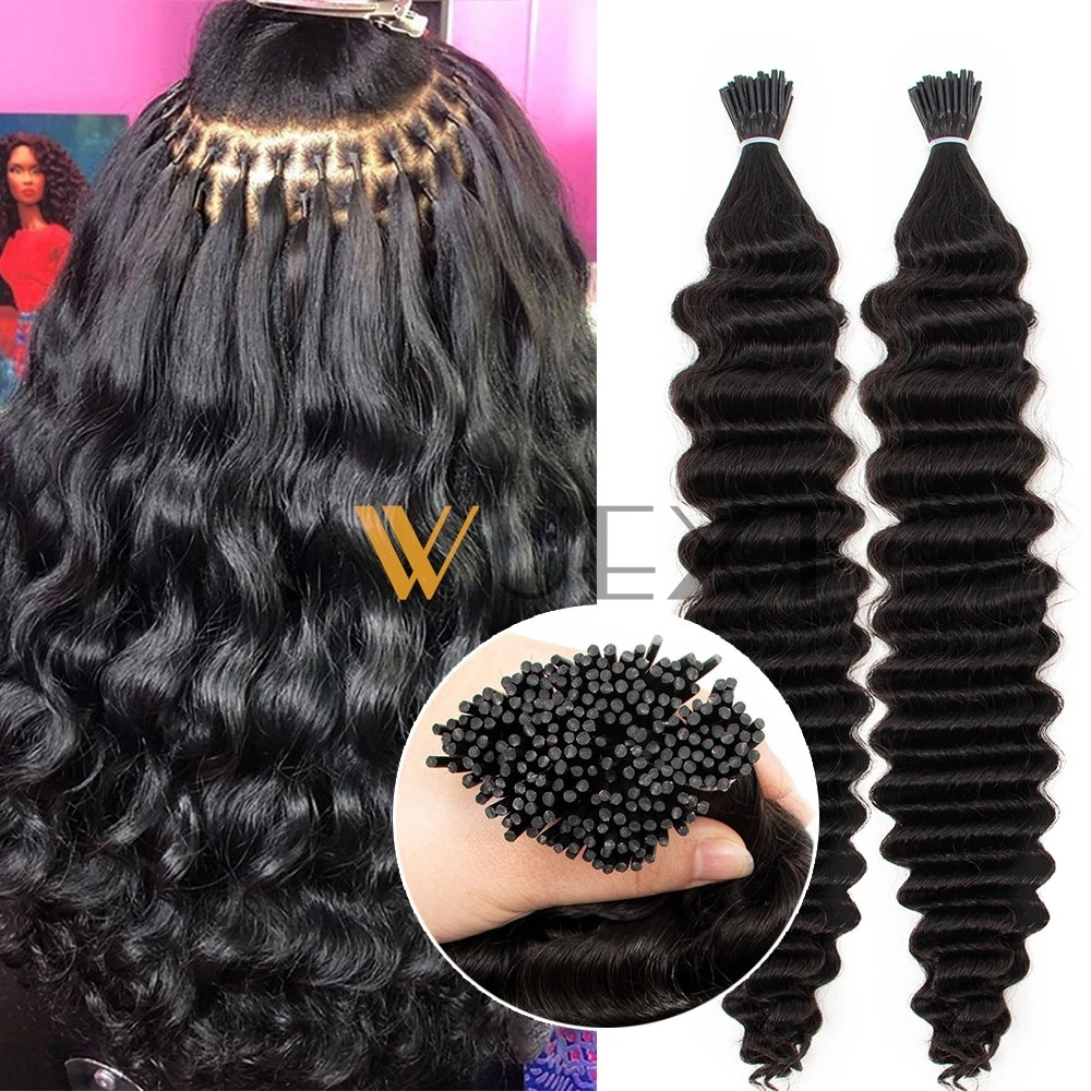 YWUEXT Loose Deep Wave Micro Link I Tip Hair Extensions 12