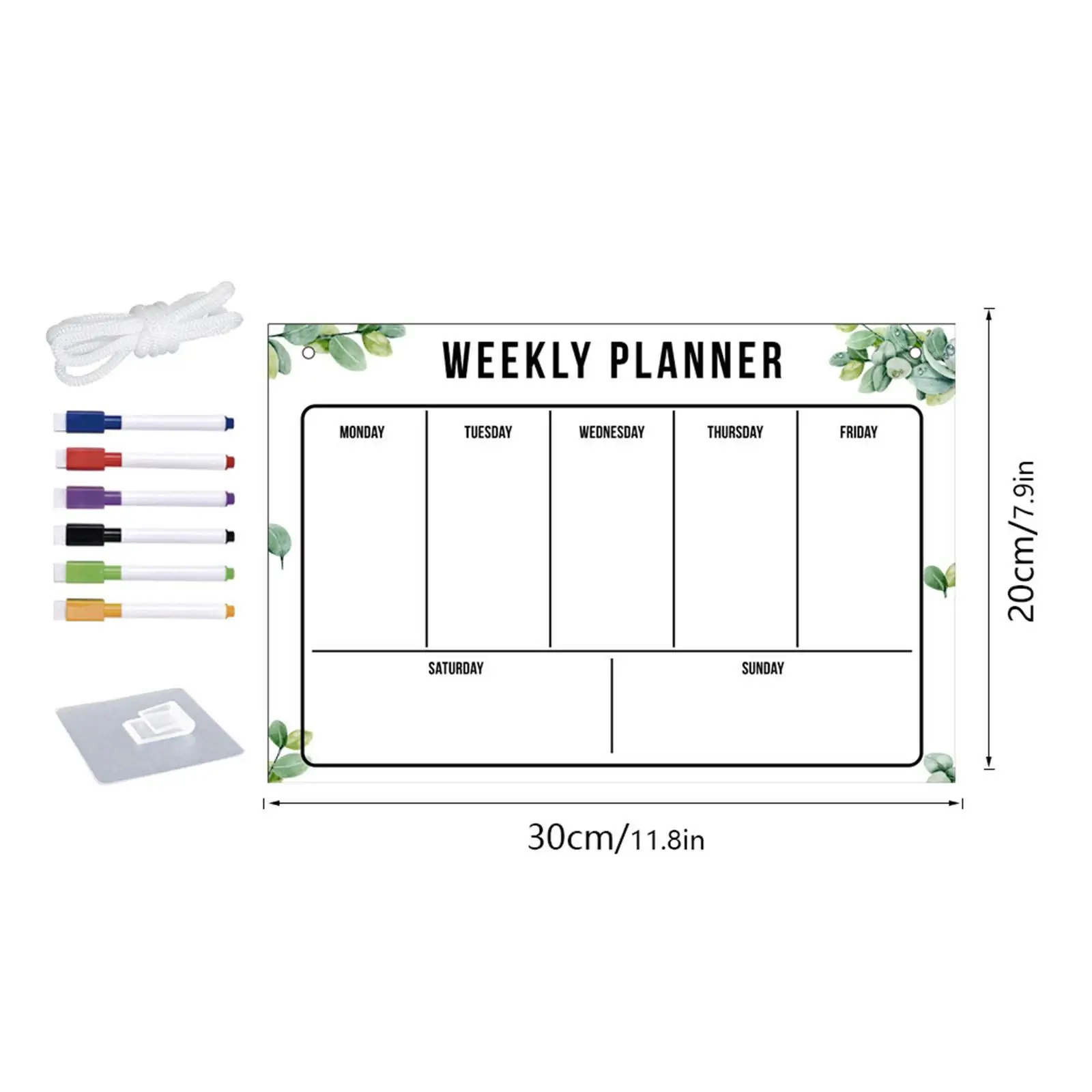 Quadro apagável a seco, planejador de quadro negro, quadro de mensagens, adesivo de calendário, semanal