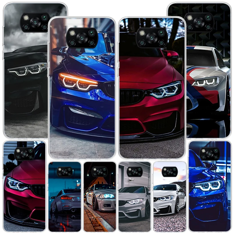 Blue Red Car for B-Bmw Phone Case For Xiaomi Poco X6 X5 X4 X3 Nfc F6 F5 Pro F4 Gt F3 F2 F1 M5S M4 M3 Personalized Print Cover