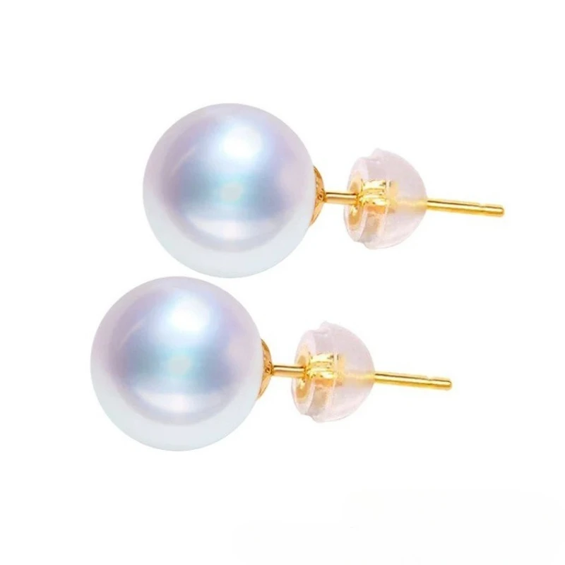 

Small Light Bulb White Pearl Earrings 8-9mm Basic Natural Pearl Single Bead Earrings Simple Ear Care