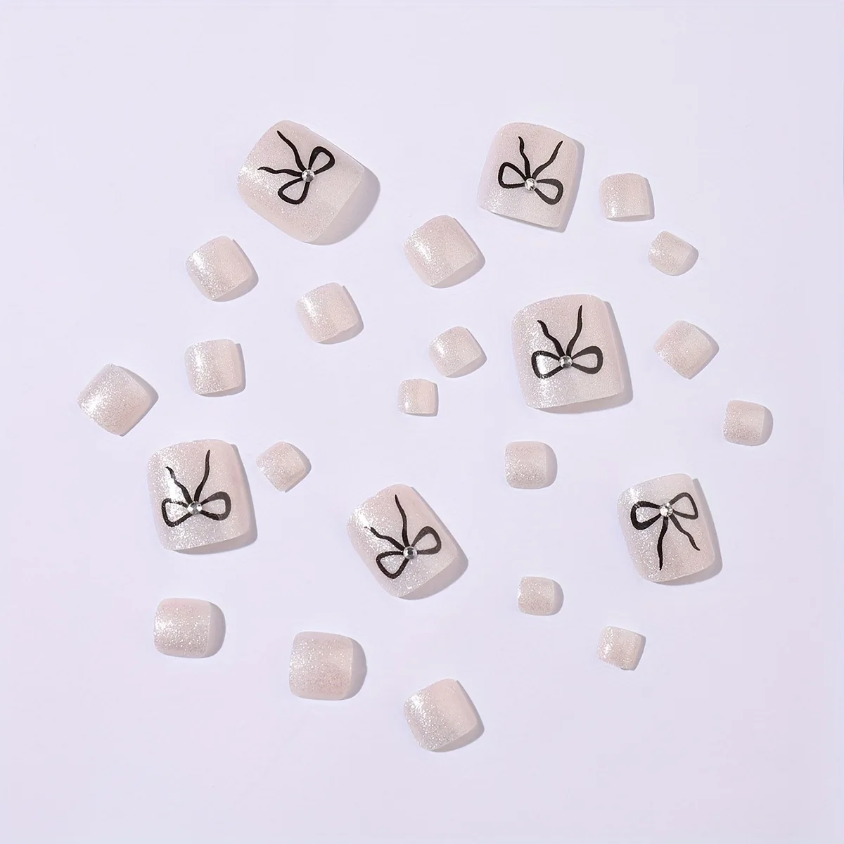 24 stks Rose Roze Fale Teennagels 3D Shell Parel Decor Vierkante Druk op Teennagels voor Lady Valentijnsdag Wearable Valse Teennagels