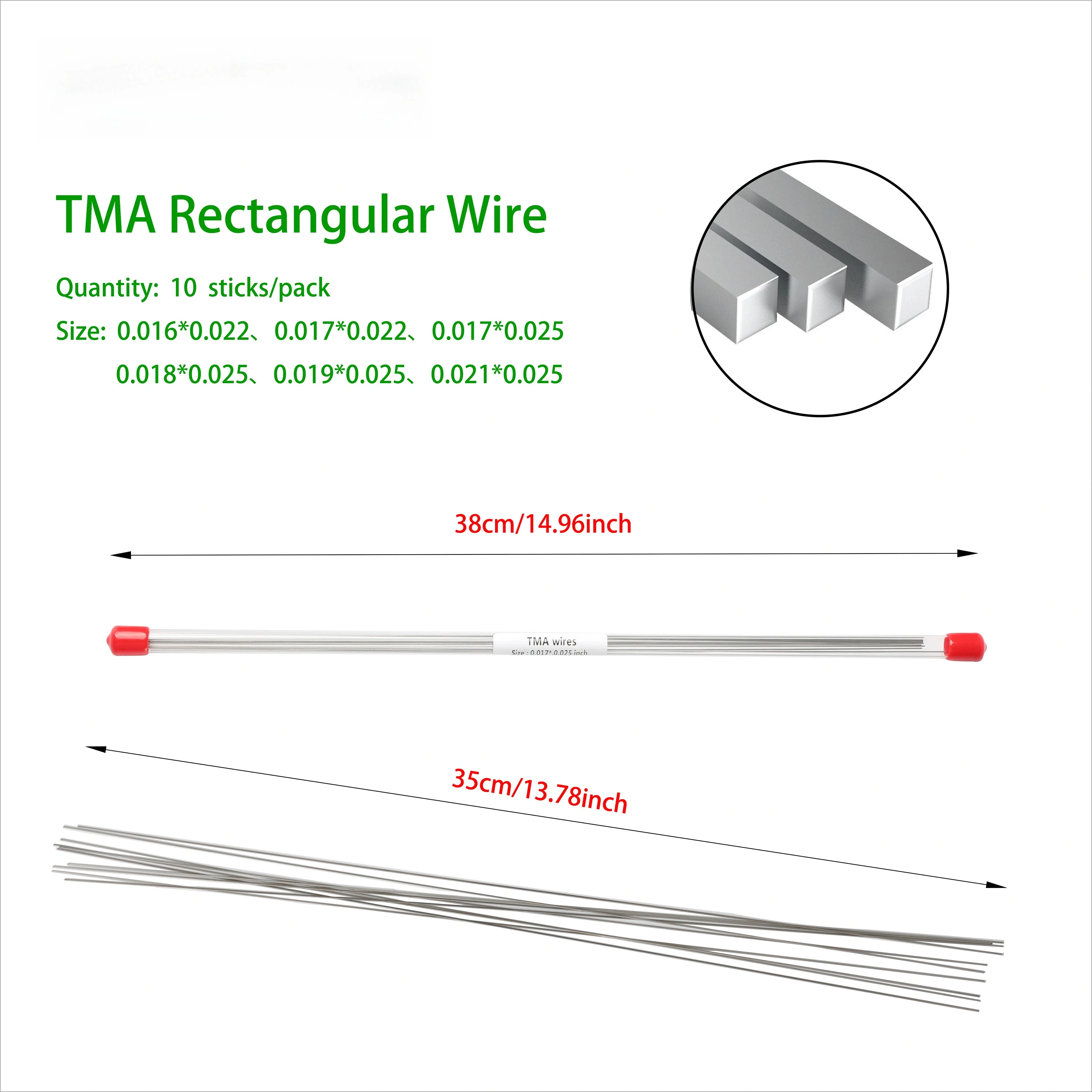 TMA Orthodontic Archwire Rectangular 10 Pcs Box