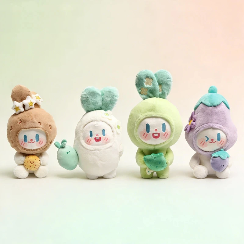 

21cm Vegetable Elf Rabbit Plush Dolls Cute Potato Radish Eggplant Shaped Desktop Companion Gift For Kids