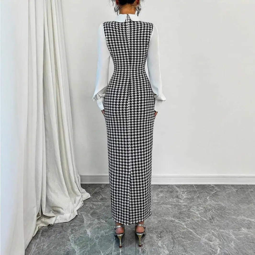 Faionable Ele Slim Fit Bubble Sve Dr avec motif d'oiseau taille haute jupe longue Ele Sle t-shirt en fibre d'acétate