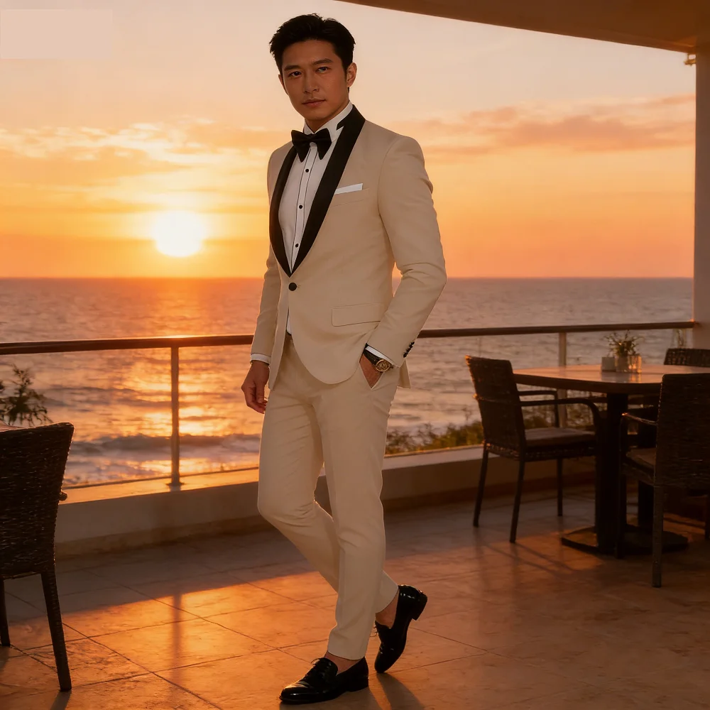 

Мужской деловой костюм-двойка с острым воротником: пиджак и брюки для вечеринок (2 предмета)