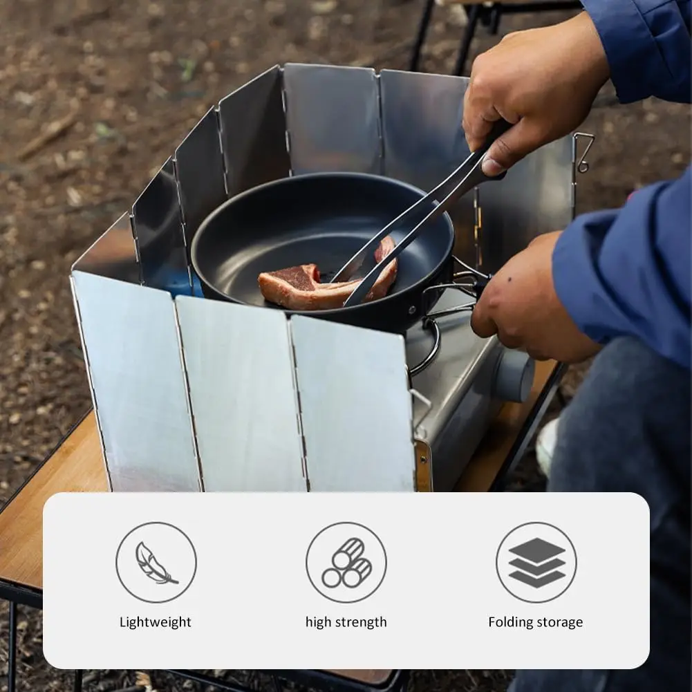 Portable Ultralight Outdoor 9 Plates Foldable Wind Shield Camping Stoves Windshield Foldable Gas Cookers Wind Deflectors Stove gallery 1
