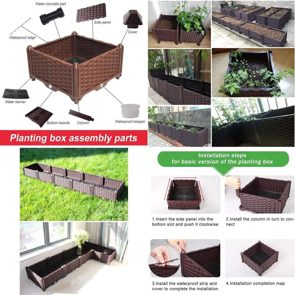 

Eco-friendly Plastic Garden Bed Kit for Indoor and Outdoor Planting: Grow Vegetables, Herbs, Flowers, and Succulents in Brown, 6