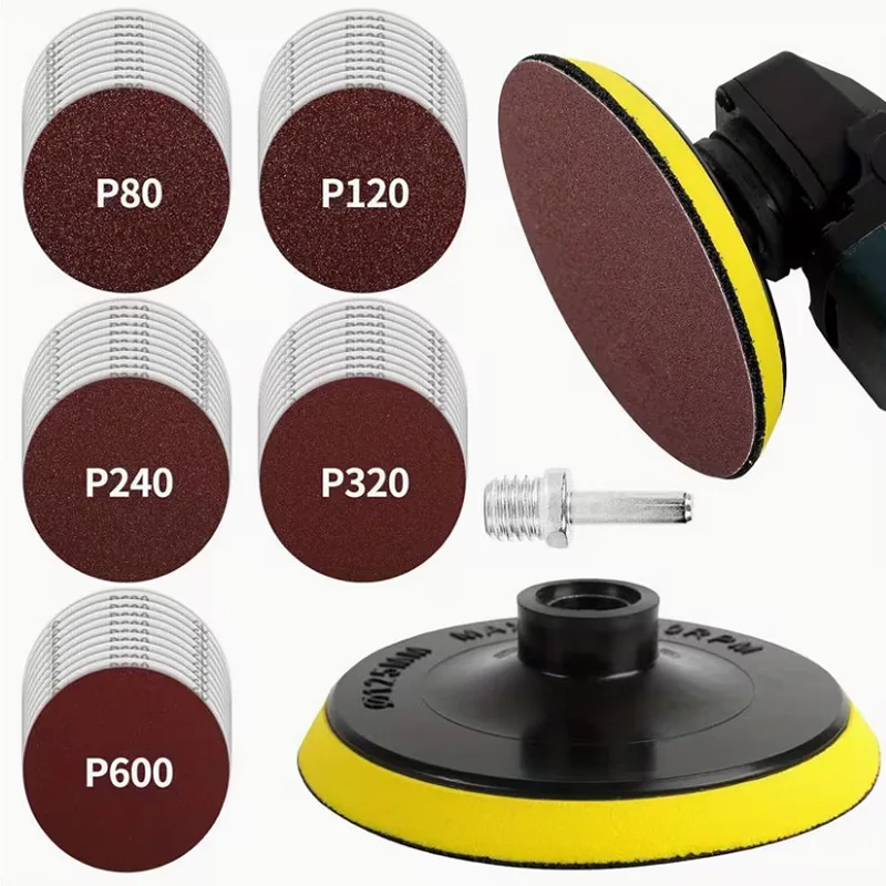 50-piece-red-sand-set-5-inch-80-120-240-320-600-suitable-for-wood-sanding-and-polishing