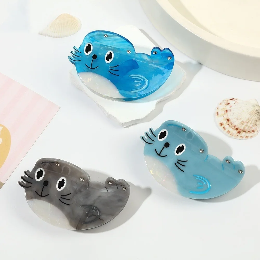 

2025 New Design Cute Cartoon Seal Hair Clip Acetic Acid Hair Accessory Clip Advanced Style Hair Styling Fun Shark Clip