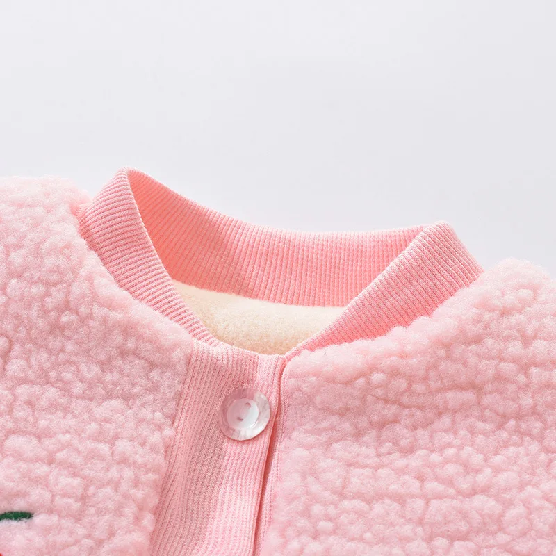 Autumn Winter Toddler Jacket Baby Girl Clothes Korean Casual Cartoon Cute Fleece Warm Thick Outerwear Coat Kids Clothing BC845