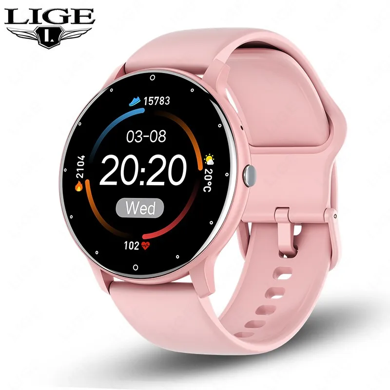 LIGE Smart Watch Dames Heren Volledig touchscreen Bluetooth-oproep Smartwatch Waterdichte sport-fitness tracker Horloges voor Android iOS