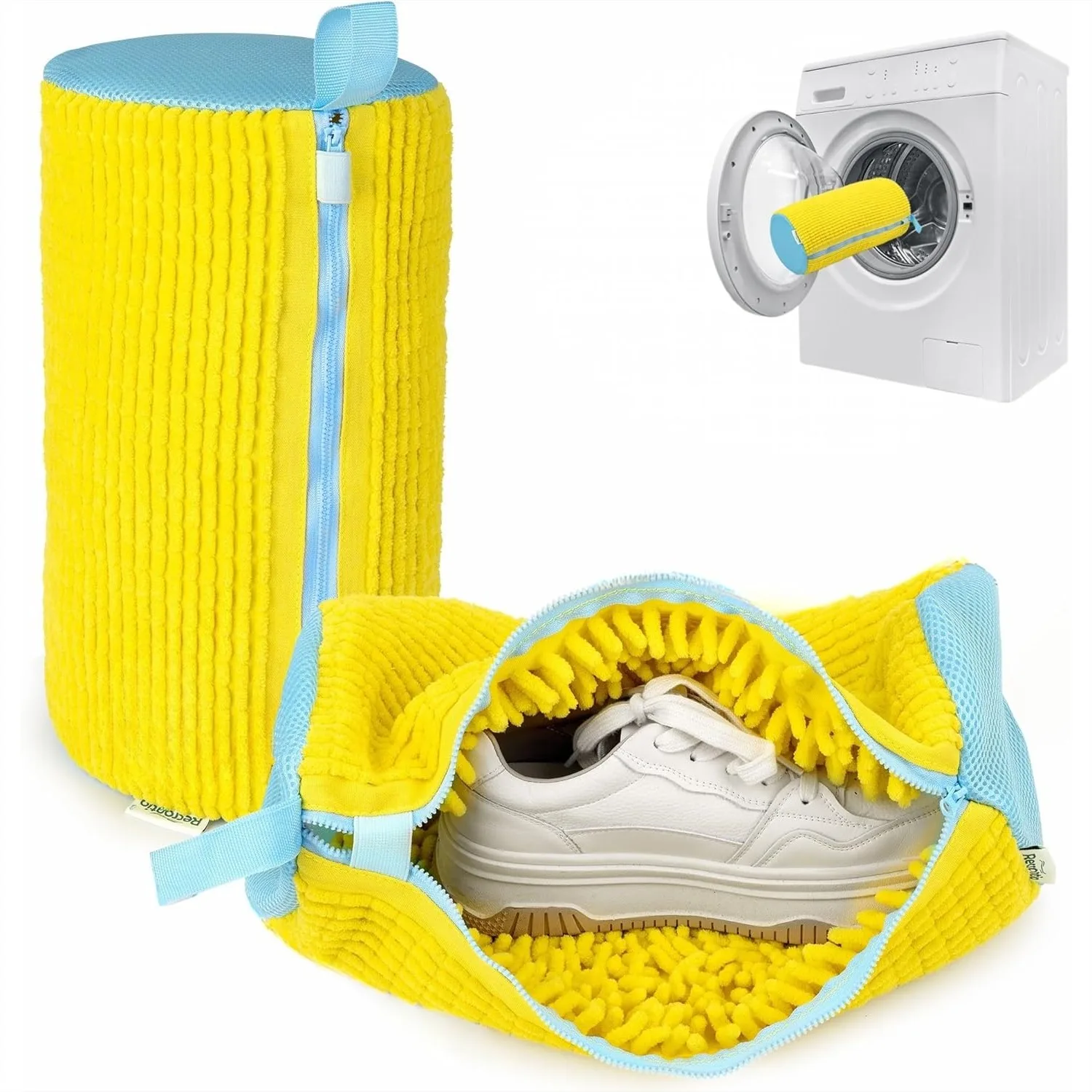 

Shoe Washing Machine Bag Set of 2, 360° Deep Clean Sneakers Laundry, Reusable Shoe Bag for Washer with YKK Zipper, Yellow