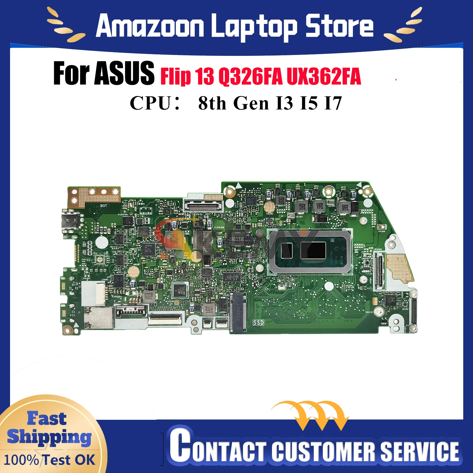 

UX362FA Материнская плата для ноутбука ASUS ZenBook UX362F Q326FA Flip 13 UX362FA Материнская плата для ноутбука с процессором I3 I5 I7 100% tests OK stk