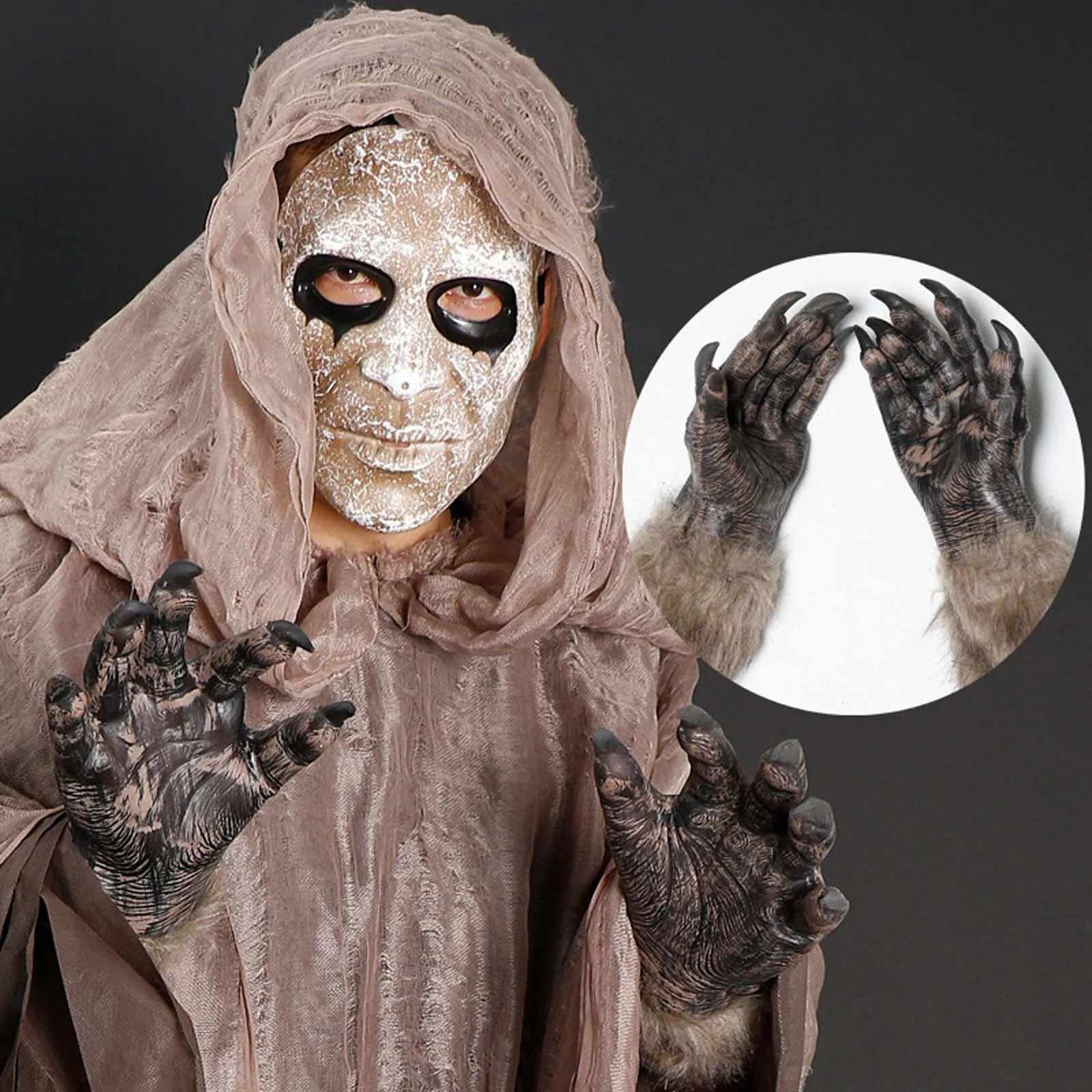 Mens Womens Horror Witch Vampire Devil Wolf Gloves for Halloween Cosplay Dress up Role Play Festival Party Costume Props Favors