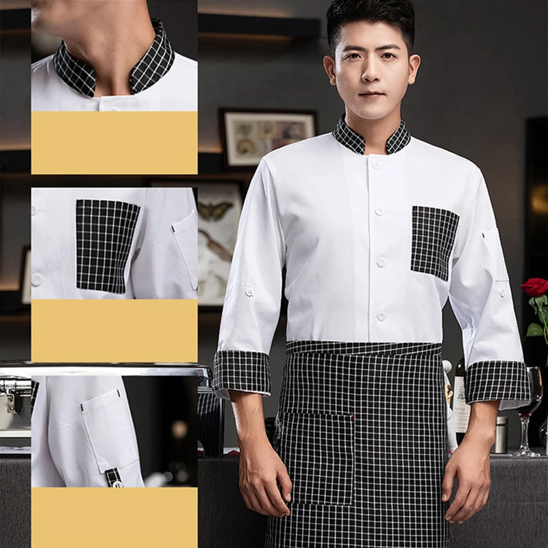 日本レストランユニセックスシェフジャケットホテルキッチンバーショップカフェケータリングシェフ作業服半袖/長袖シェフ制服