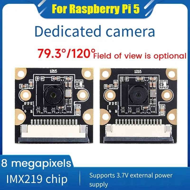 IMX219 8MP Camera Module For Raspberry Pi 5 120° With MIPI-CSI 20CM Soft Cable Pi5-IMX219-77 Easy Install Easy To Use
