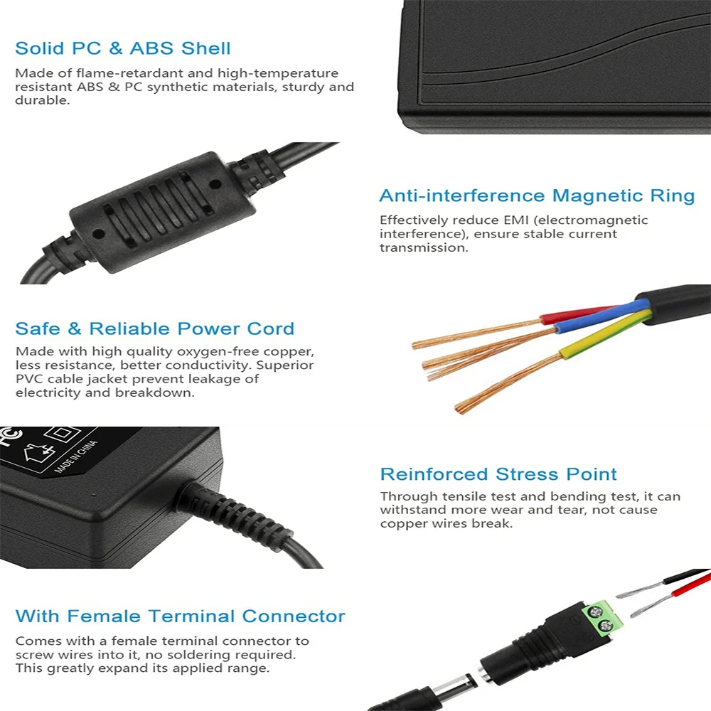 24V 6A 144W AC Power Supply Adapter 6amp 100-240V AC to DC 24 Volt 5.5mm x 2.1mm DC Plug,for DC 24V LED Strip Light,CCTV Cameras